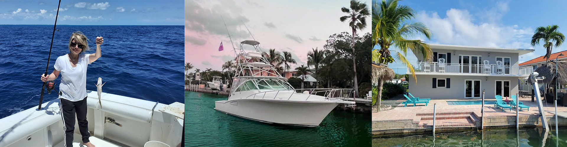 Woman with a fish on a florida keys fishing charter and Islamorada rental property